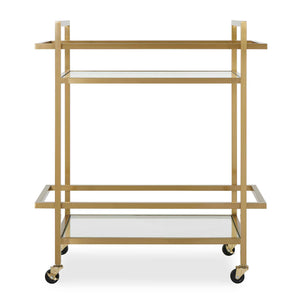 Uttermost Erena Stylish Brass Bar Cart With Glass Shelves For Elegant Entertaining And Display Brass Stainless Steel,Tempered Glass 50205