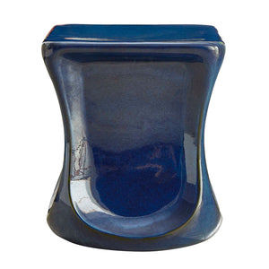 Uttermost Kaz Deep Blue Garden Stool - Stunning Earthenware Design With Unique Glaze & Outdoor Use Blue Earthenware 50208
