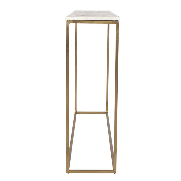 Uttermost Redmond Narrow Console Table With Brass Legs & Unique White Marble Top For Elegant Spaces Gold,White White Banswada Marble Top ,Iron Solid Rod Stand 50248
