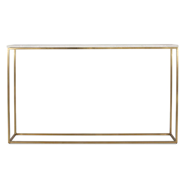 Uttermost Redmond Narrow Console Table With Brass Legs & Unique White Marble Top For Elegant Spaces Gold,White White Banswada Marble Top ,Iron Solid Rod Stand 50248