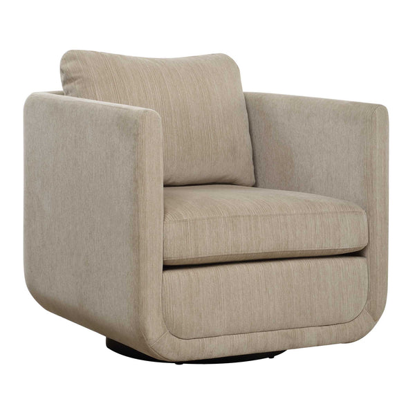 Uttermost Abound Swivel Chair - Elegant Curved Design In Luxurious Porcelain Chenille Upholstery White Plywood,Hardwood,Fabric,Foam,Fiber,Hardware 53024