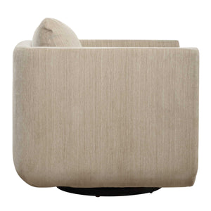 Uttermost Abound Swivel Chair - Elegant Curved Design In Luxurious Porcelain Chenille Upholstery White Plywood,Hardwood,Fabric,Foam,Fiber,Hardware 53024