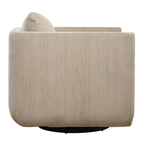 Uttermost Abound Swivel Chair - Elegant Curved Design In Luxurious Porcelain Chenille Upholstery White Plywood,Hardwood,Fabric,Foam,Fiber,Hardware 53024