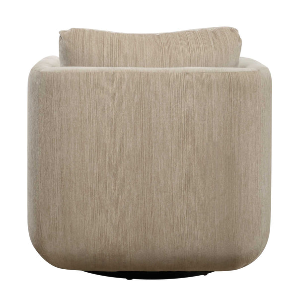 Uttermost Abound Swivel Chair - Elegant Curved Design In Luxurious Porcelain Chenille Upholstery White Plywood,Hardwood,Fabric,Foam,Fiber,Hardware 53024