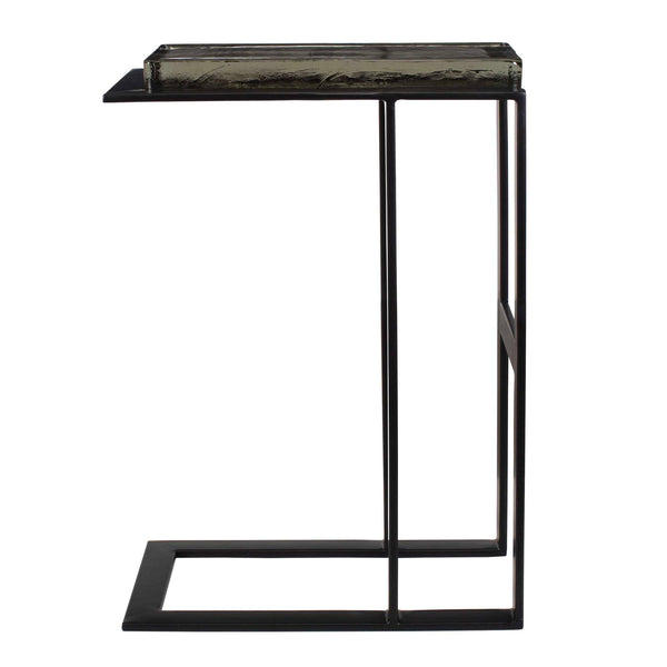 Uttermost Soma Black Accent Table – Sleek Iron Frame With Thick Cast Glass Top For Modern Elegance Black Glass,Metal 50203