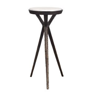 Uttermost Tilton White Marble Accent Table - Unique Geometric Bronze Base With Stunning Gray Veining Black,White Metal,Marble 50214