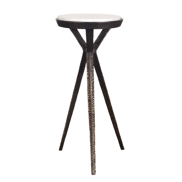 Uttermost Tilton White Marble Accent Table - Unique Geometric Bronze Base With Stunning Gray Veining Black,White Metal,Marble 50214