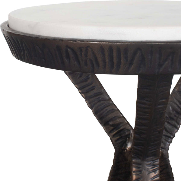 Uttermost Tilton White Marble Accent Table - Unique Geometric Bronze Base With Stunning Gray Veining Black,White Metal,Marble 50214
