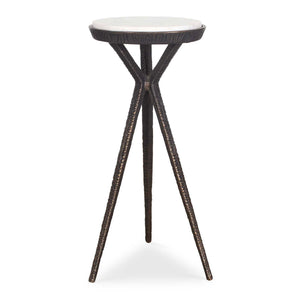 Uttermost Tilton White Marble Accent Table - Unique Geometric Bronze Base With Stunning Gray Veining Black,White Metal,Marble 50214