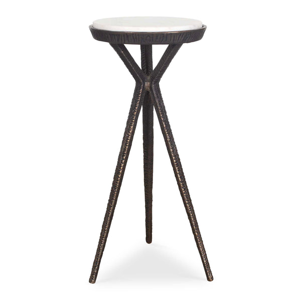 Uttermost Tilton White Marble Accent Table - Unique Geometric Bronze Base With Stunning Gray Veining Black,White Metal,Marble 50214