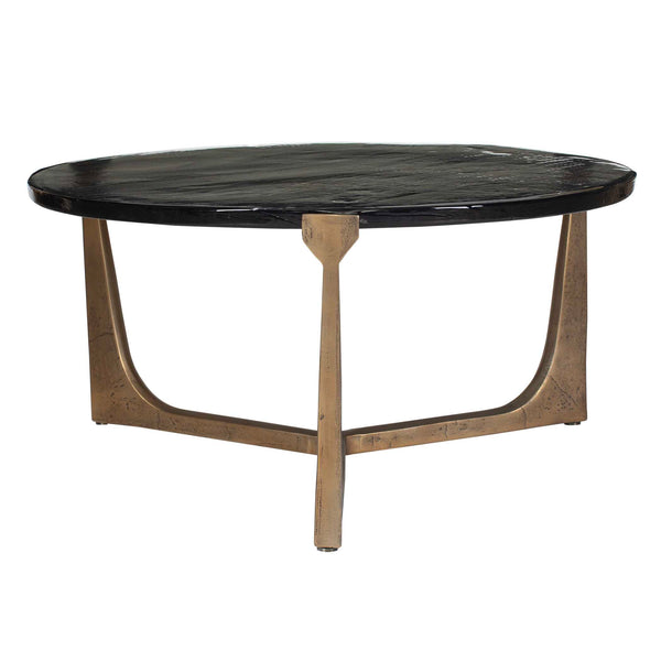 Uttermost Bohdi Outdoor Coffee Table - Elegant Antique Finish With Stunning Glass Top For Any Space Brass Metal,Cast Glass 50215