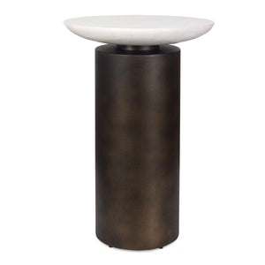 Uttermost Olso Bronze Outdoor Accent Table With Unique White Marble Top – Indoor/Outdoor Elegance Bronze,White Metal,Marble 50218