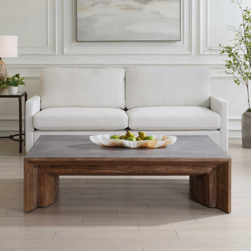 Uttermost Vail Gray Elm Coffee Table - Rustic Charm With Reclaimed Wood & Unique Concrete Finish Gray,Woodtone Old Elm,Plywood 50158
