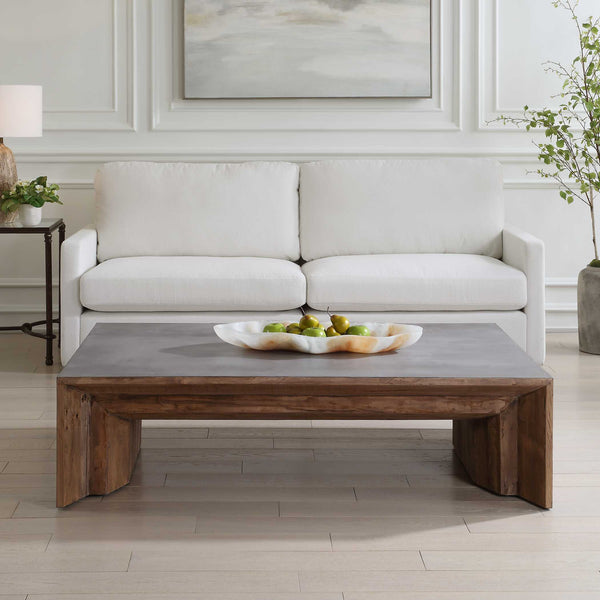 Uttermost Vail Gray Elm Coffee Table - Rustic Charm With Reclaimed Wood & Unique Concrete Finish Gray,Woodtone Old Elm,Plywood 50158