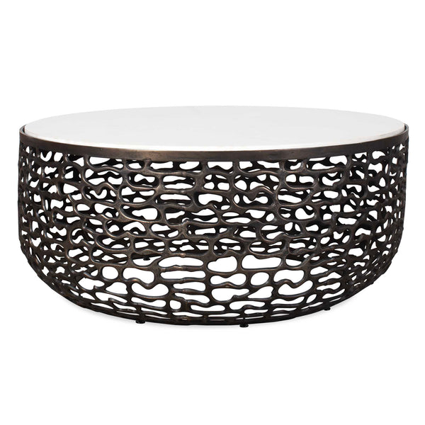 Uttermost Striking Marble Outdoor Side Table With Elegant Bronze Base For Indoor And Outdoor Use Black,White Metal,White Banswara Marble 50228