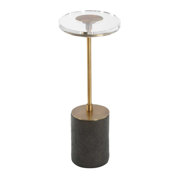 Uttermost Kaufman Crystal Accent Table: Elegant Oval Design With Antique Brass & Sleek Black Base Brass Metal,Crystal,Resin 50176