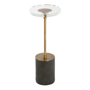 Uttermost Kaufman Crystal Accent Table: Elegant Oval Design With Antique Brass & Sleek Black Base Brass Metal,Crystal,Resin 50176
