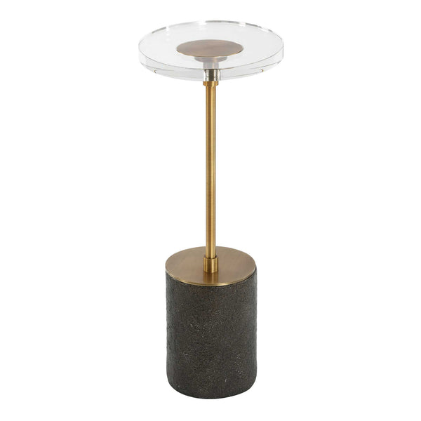 Uttermost Kaufman Crystal Accent Table: Elegant Oval Design With Antique Brass & Sleek Black Base Brass Metal,Crystal,Resin 50176
