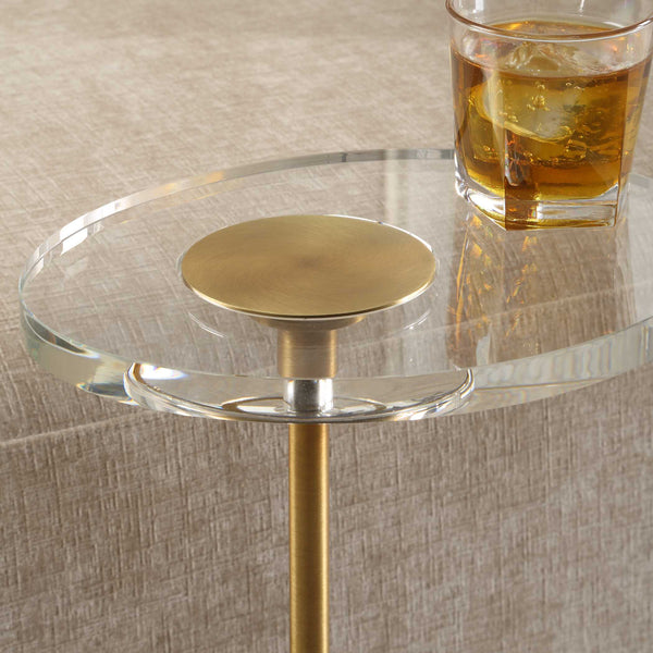 Uttermost Kaufman Crystal Accent Table: Elegant Oval Design With Antique Brass & Sleek Black Base Brass Metal,Crystal,Resin 50176
