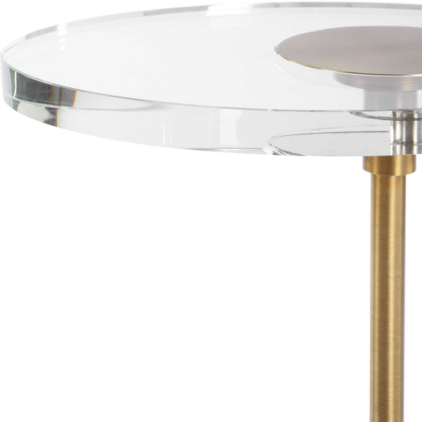 Uttermost Kaufman Crystal Accent Table: Elegant Oval Design With Antique Brass & Sleek Black Base Brass Metal,Crystal,Resin 50176