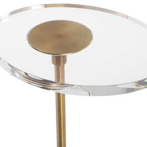 Uttermost Kaufman Crystal Accent Table: Elegant Oval Design With Antique Brass & Sleek Black Base Brass Metal,Crystal,Resin 50176