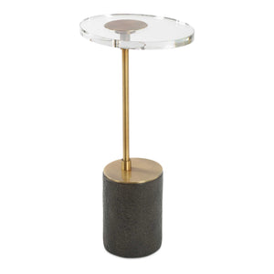 Uttermost Kaufman Crystal Accent Table: Elegant Oval Design With Antique Brass & Sleek Black Base Brass Metal,Crystal,Resin 50176