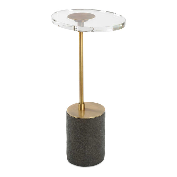 Uttermost Kaufman Crystal Accent Table: Elegant Oval Design With Antique Brass & Sleek Black Base Brass Metal,Crystal,Resin 50176