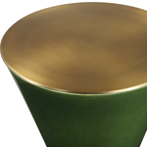 Uttermost Ronde Jade Green Ceramic Drink Table With Hourglass Shape & Elegant Brass Accents Brass,Green Ceramic,Iron 50247