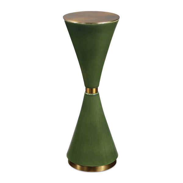 Uttermost Ronde Jade Green Ceramic Drink Table With Hourglass Shape & Elegant Brass Accents Brass,Green Ceramic,Iron 50247