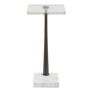 Uttermost Pelton Marble & Glass Drink Table - Elegant Natural Design With Unique Veining, Black Base Bronze,White Marble,Iron 50159