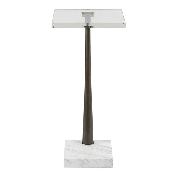 Uttermost Pelton Marble & Glass Drink Table - Elegant Natural Design With Unique Veining, Black Base Bronze,White Marble,Iron 50159