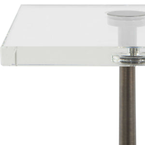 Uttermost Pelton Marble & Glass Drink Table - Elegant Natural Design With Unique Veining, Black Base Bronze,White Marble,Iron 50159