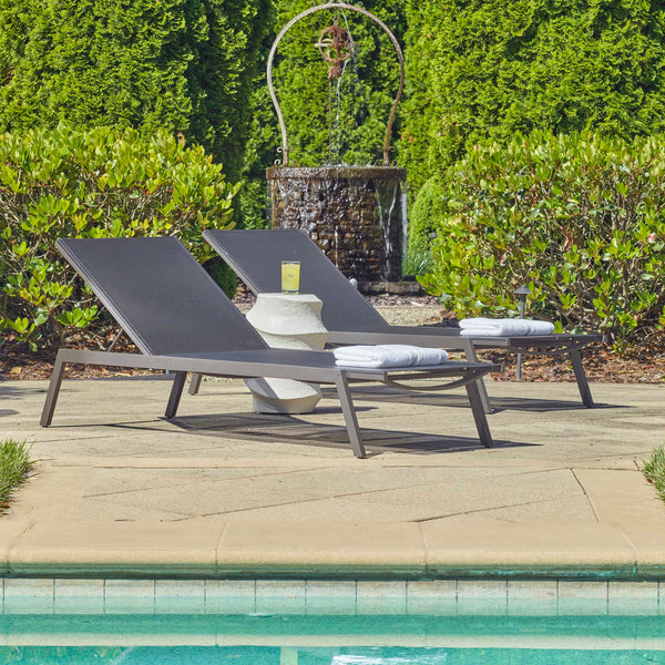 Uttermost Bea Outdoor Pool Chaise - Stylish, Adjustable Mesh Lounger With Durable Java Black Frame Black Aluminium And Textilene Vasco 909 50244