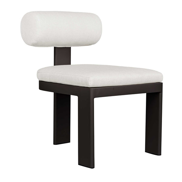 Uttermost Bolster Back Outdoor Dining Chair - Contemporary Style With Durable Oyster White Fabric Black,White Aluminium With Cushion 53029