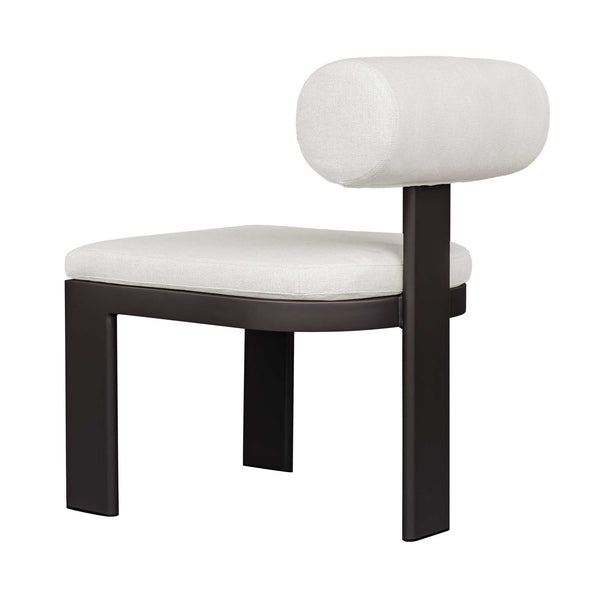 Uttermost Bolster Back Outdoor Dining Chair - Contemporary Style With Durable Oyster White Fabric Black,White Aluminium With Cushion 53029