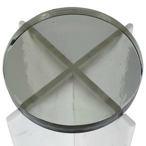 Uttermost Olina Luxurious Marble Accent Table With Unique Design For Indoor/Outdoor Use White Marble & Glass 50209
