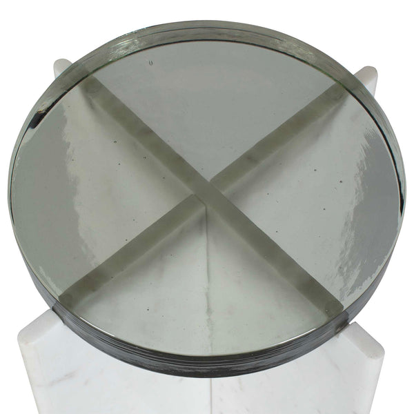 Uttermost Olina Luxurious Marble Accent Table With Unique Design For Indoor/Outdoor Use White Marble & Glass 50209