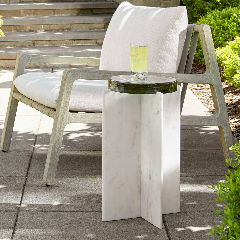 Uttermost Olina Luxurious Marble Accent Table With Unique Design For Indoor/Outdoor Use White Marble & Glass 50209