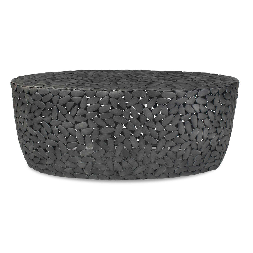 Uttermost Rivington Outdoor Coffee Table - Durable Weather-resistant Design With Unique River Rock Style Black Aluminium 50221
