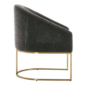 Uttermost Hanni Charcoal Dining Chair With Sleek Brass Frame And Luxurious Velvet Barrel Seat Design Gold,Gray Fabric,Hardwood,Plywood,Foam,Stainless Steel 23926