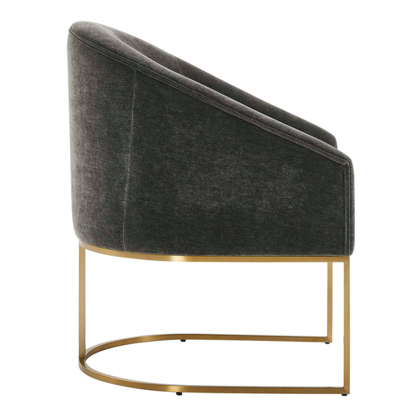 Uttermost Hanni Charcoal Dining Chair With Sleek Brass Frame And Luxurious Velvet Barrel Seat Design Gold,Gray Fabric,Hardwood,Plywood,Foam,Stainless Steel 23926