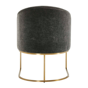 Uttermost Hanni Charcoal Dining Chair With Sleek Brass Frame And Luxurious Velvet Barrel Seat Design Gold,Gray Fabric,Hardwood,Plywood,Foam,Stainless Steel 23926