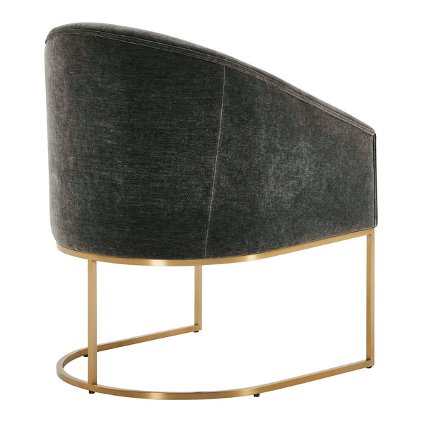 Uttermost Hanni Charcoal Dining Chair With Sleek Brass Frame And Luxurious Velvet Barrel Seat Design Gold,Gray Fabric,Hardwood,Plywood,Foam,Stainless Steel 23926