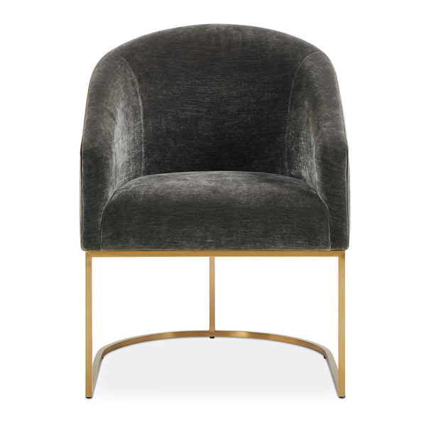 Uttermost Hanni Charcoal Dining Chair With Sleek Brass Frame And Luxurious Velvet Barrel Seat Design Gold,Gray Fabric,Hardwood,Plywood,Foam,Stainless Steel 23926