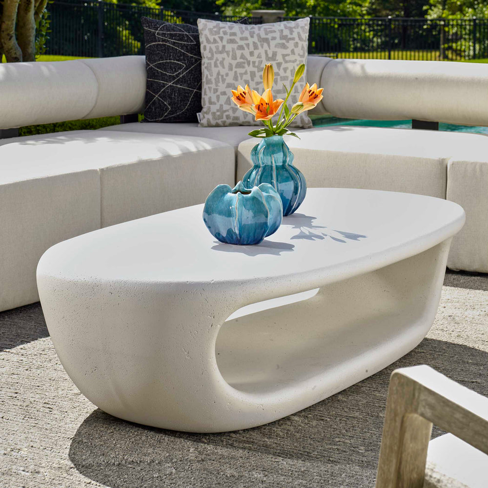 Uttermost Leyton Outdoor Coffee Table - Stylish Glass Reinforced Concrete Design With Storage Space White Cast Gfrc Concrete 50195