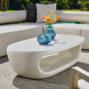 Uttermost Leyton Outdoor Coffee Table - Stylish Glass Reinforced Concrete Design With Storage Space White Cast Gfrc Concrete 50195