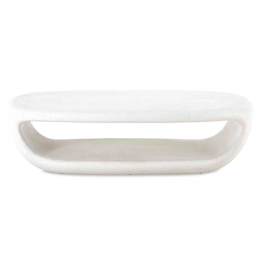 Uttermost Leyton Outdoor Coffee Table - Stylish Glass Reinforced Concrete Design With Storage Space White Cast Gfrc Concrete 50195