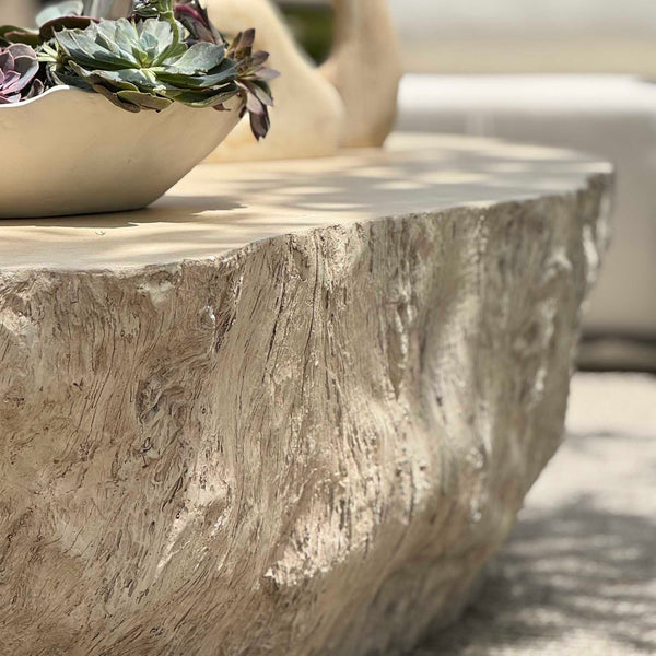 Uttermost Oakmont Outdoor Side Table - Unique Glass Reinforced Concrete With Organic Textured Appeal White Cast Gfrc Concrete 50197