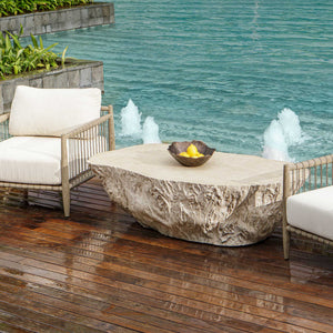 Uttermost Oakmont Outdoor Side Table - Unique Glass Reinforced Concrete With Organic Textured Appeal White Cast Gfrc Concrete 50197