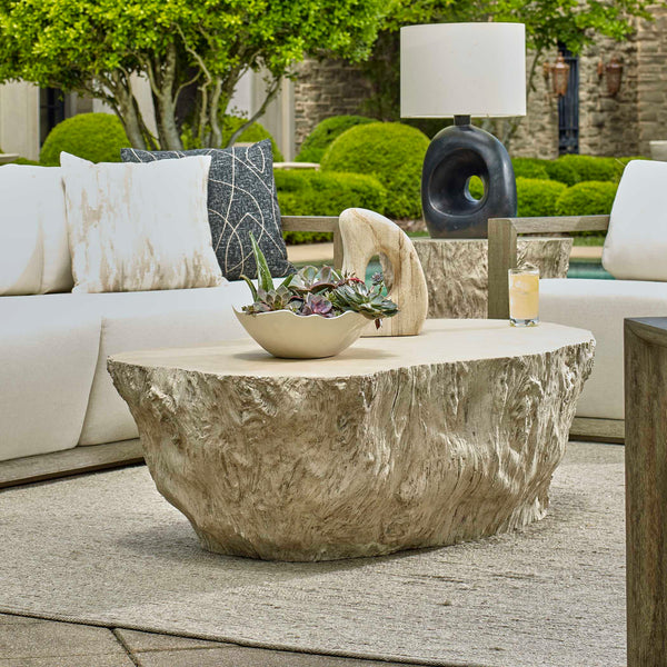 Uttermost Oakmont Outdoor Side Table - Unique Glass Reinforced Concrete With Organic Textured Appeal White Cast Gfrc Concrete 50197